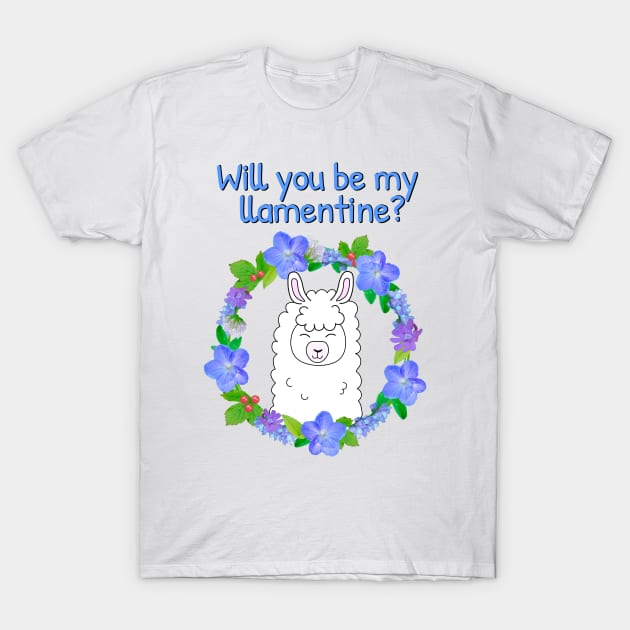 Will you be my llamentine? Cute llama valentines day T-Shirt by Purrfect